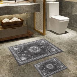 Mijölnir Juego de alfombras de baño Gris de 2 piezas